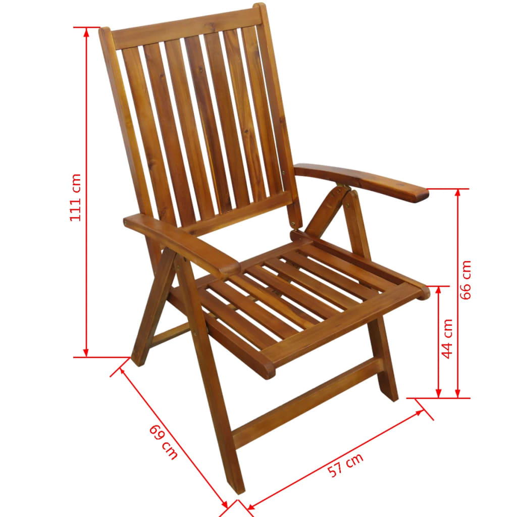 Set de comedor de jardín 7 piezas madera maciza de acacia