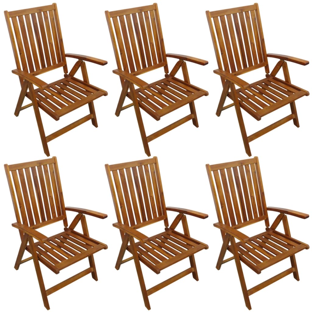 Set de comedor de jardín 7 piezas madera maciza de acacia