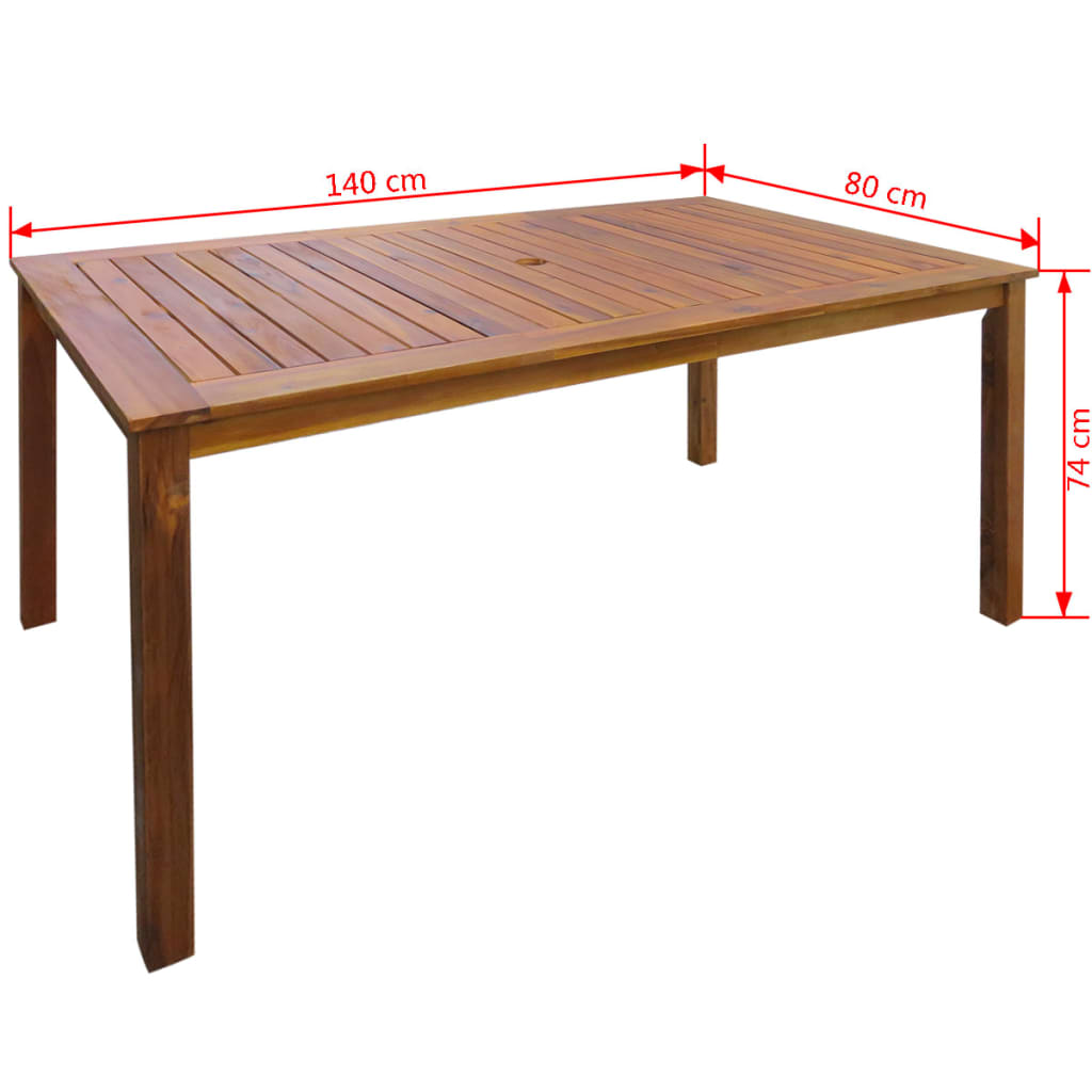 Set de comedor de jardín 7 piezas madera maciza de acacia