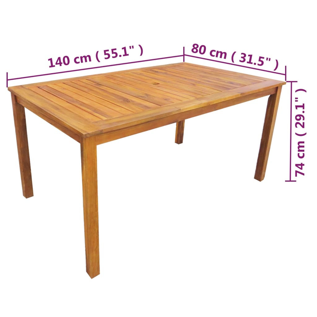 Set de comedor de jardín 5 piezas madera maciza de acacia