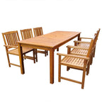 Set de comedor de jardín 7 piezas madera maciza de acacia