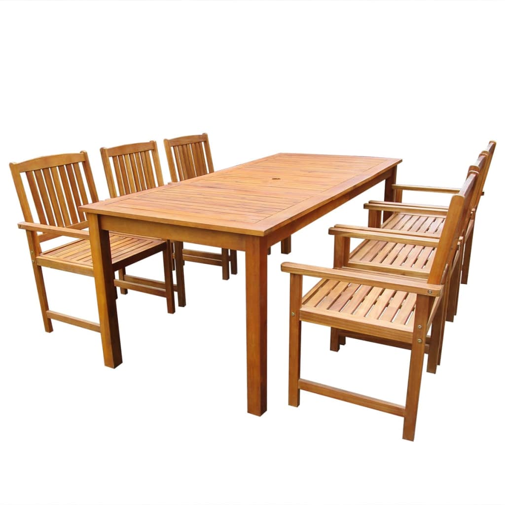 Set de comedor de jardín 7 piezas madera maciza de acacia
