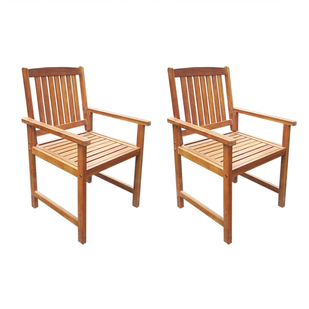 2 Garden Chairs Solid Acacia Wood Brown