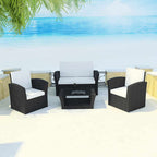 Set comedor de jardín 11 piezas y cojines ratán sintético negro