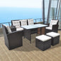 Set comedor de jardín 5 piezas y cojines ratán sintético negro