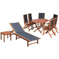 Set comedor de jardín 9 pzas y cojines madera maciza de acacia
