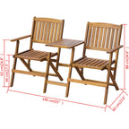 Banco de jardín plegable con mesita 140 cm madera maciza acacia