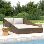 Tumbona cama de jardín ratán sintético gris 110x200 cm