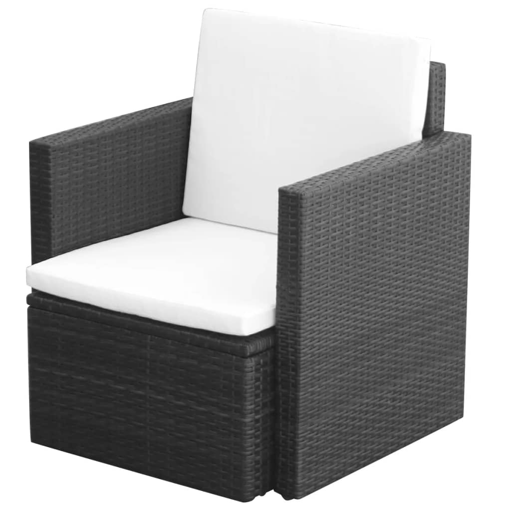 Brown synthetic rattan garden chairs with cushions