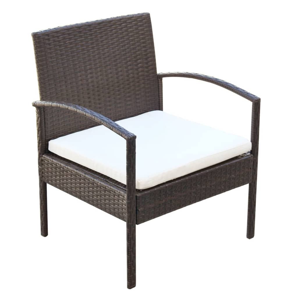Muebles de jardín 4 piezas con cojines ratán sintético marrón