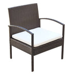 Muebles de jardín 4 piezas con cojines ratán sintético marrón