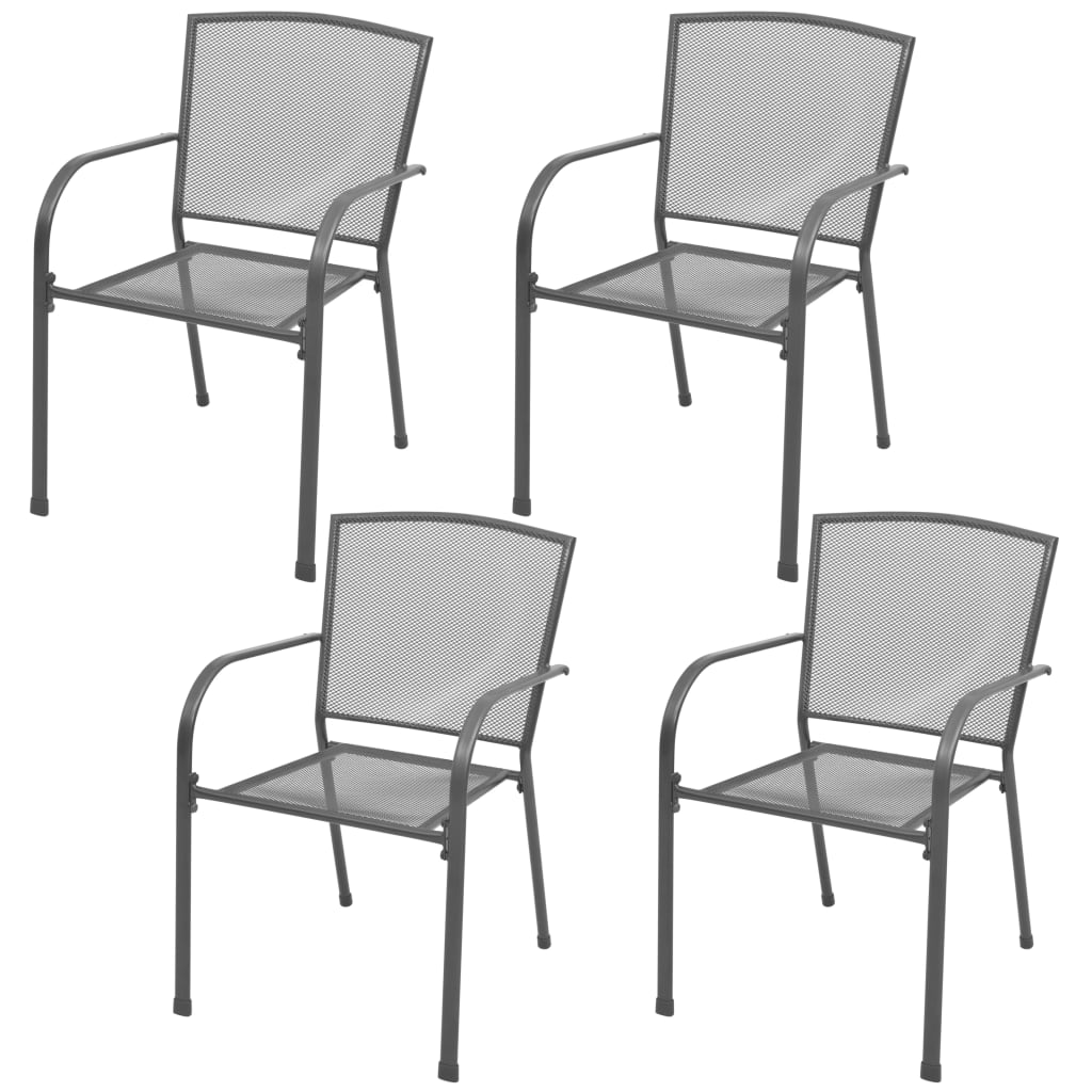 Juego de comedor de jardín 5 piezas acero gris antracita