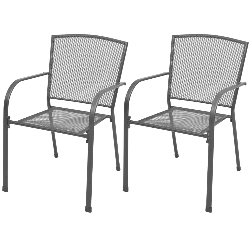 Juego de comedor de jardín 5 piezas acero gris antracita