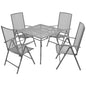 Set de mesa y sillas plegables de jardín 5 piezas acero gris