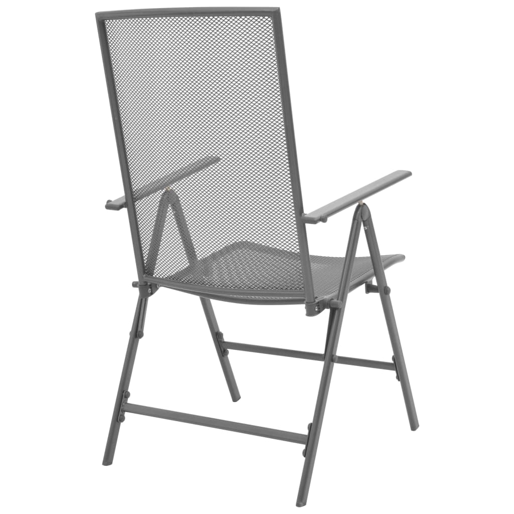 Set de mesa y sillas plegables de jardín 5 piezas acero gris