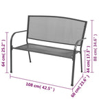 Banco de jardín de acero y malla gris antracita 108 cm