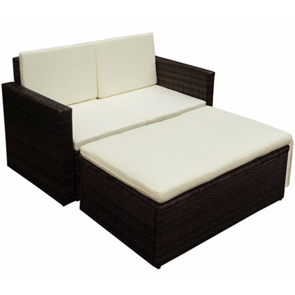 Set de muebles de jardín 2 pzas y cojines ratán sintético gris