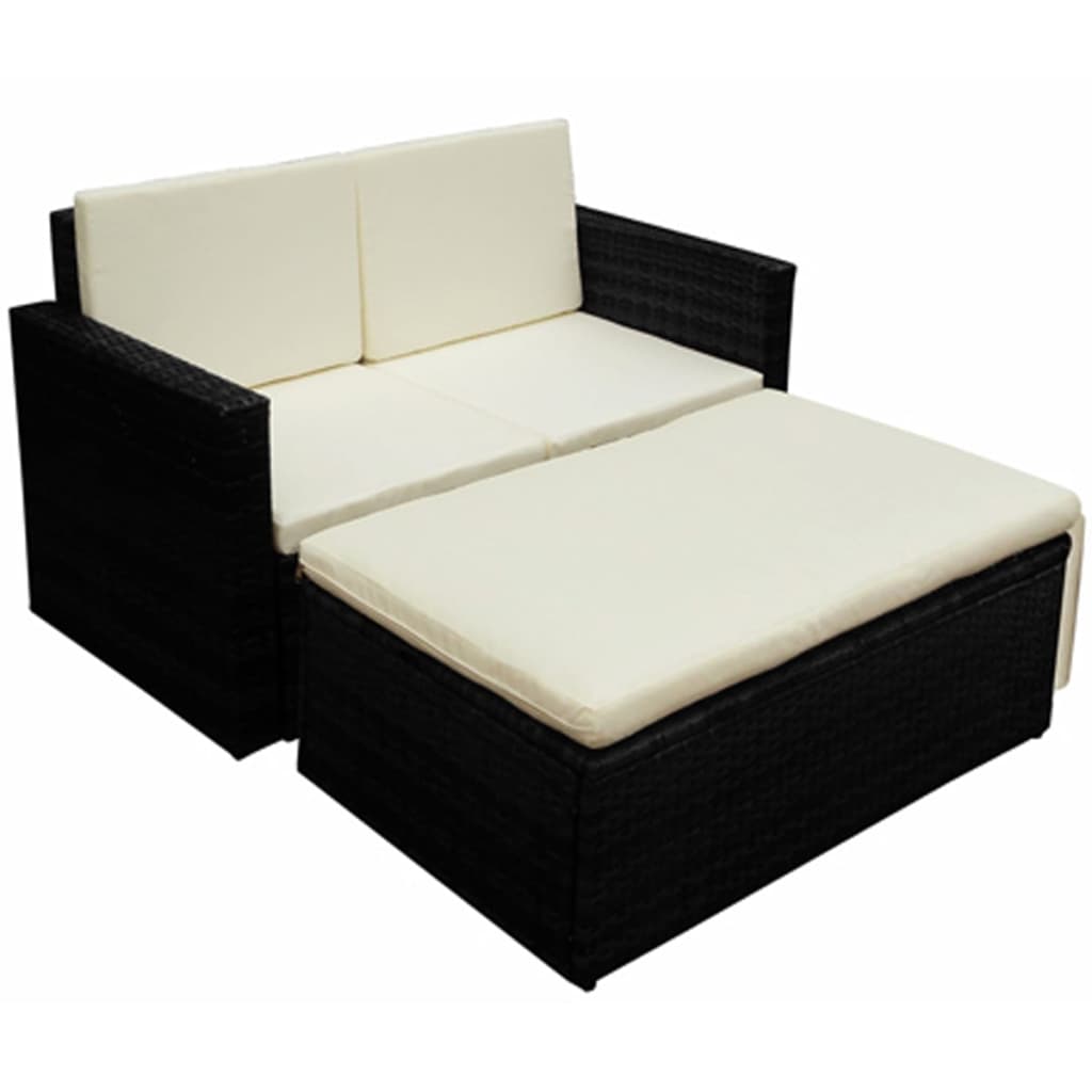 Set de muebles de jardín 2 pzas y cojines ratán sintético gris