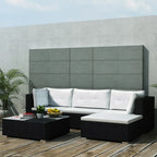 Set de muebles de jardín 5 pzas y cojines ratán sintético negro