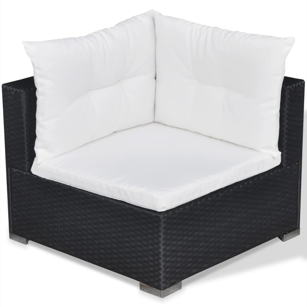Set de muebles de jardín 5 pzas y cojines ratán sintético negro
