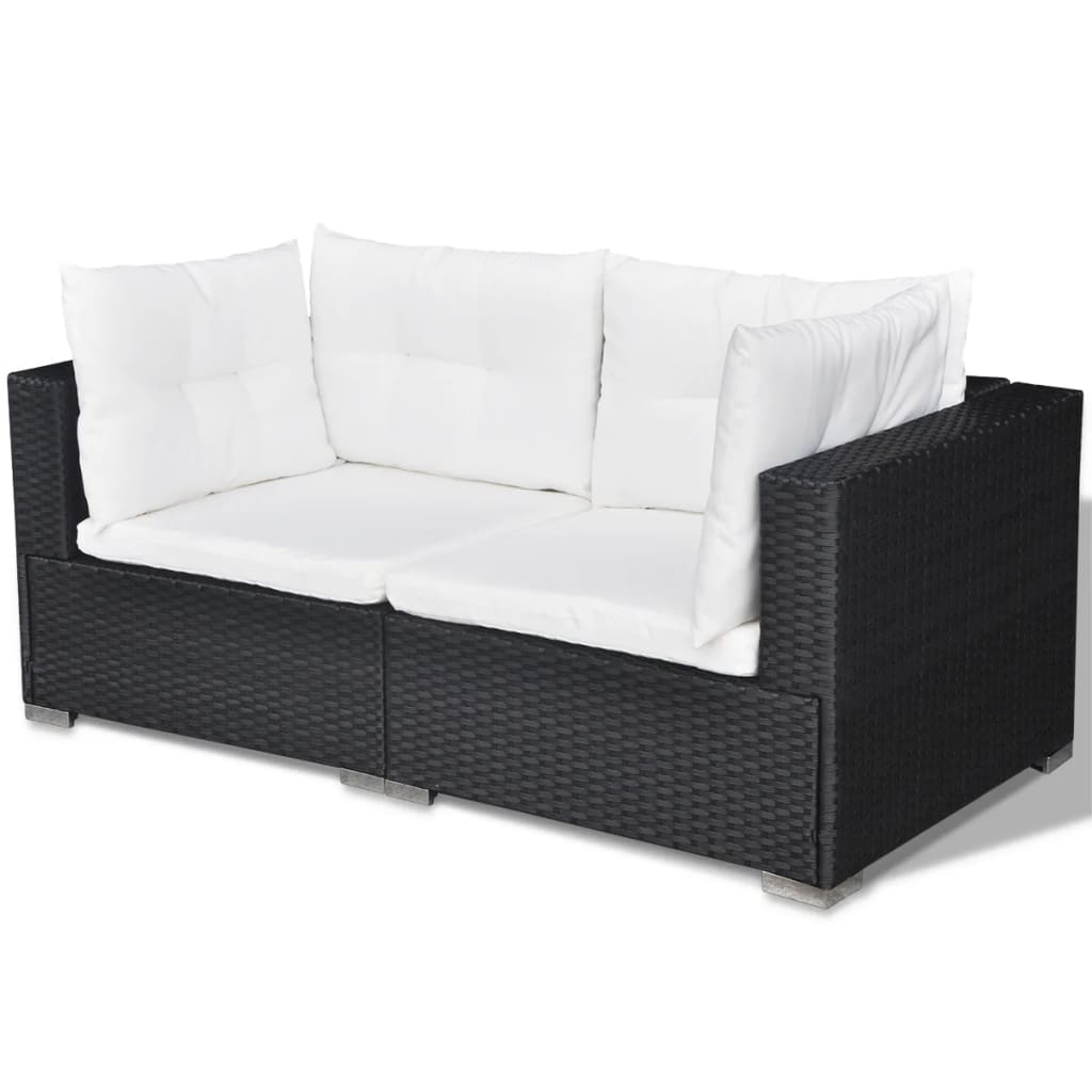 Set de muebles de jardín 5 pzas y cojines ratán sintético negro