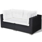 Set de muebles de jardín 5 pzas y cojines ratán sintético negro