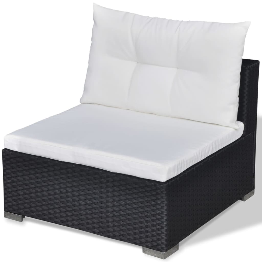 Set de muebles de jardín 5 pzas y cojines ratán sintético negro