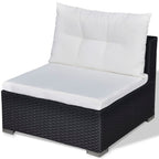 Set de muebles de jardín 5 pzas y cojines ratán sintético negro