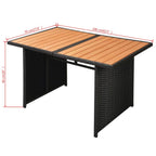 Set muebles de jardín 10 piezas y cojines ratán sintético negro