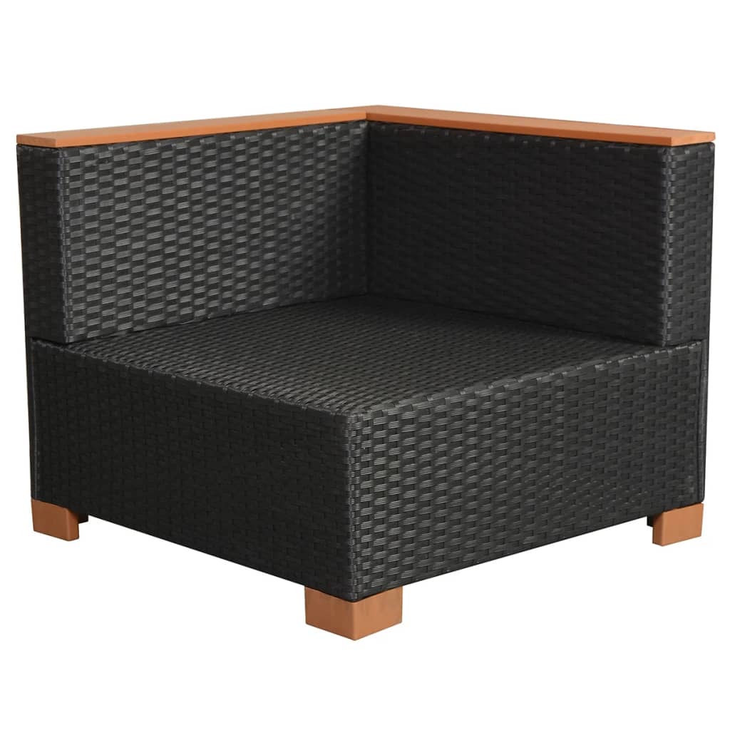 Set muebles de jardín 10 piezas y cojines ratán sintético negro