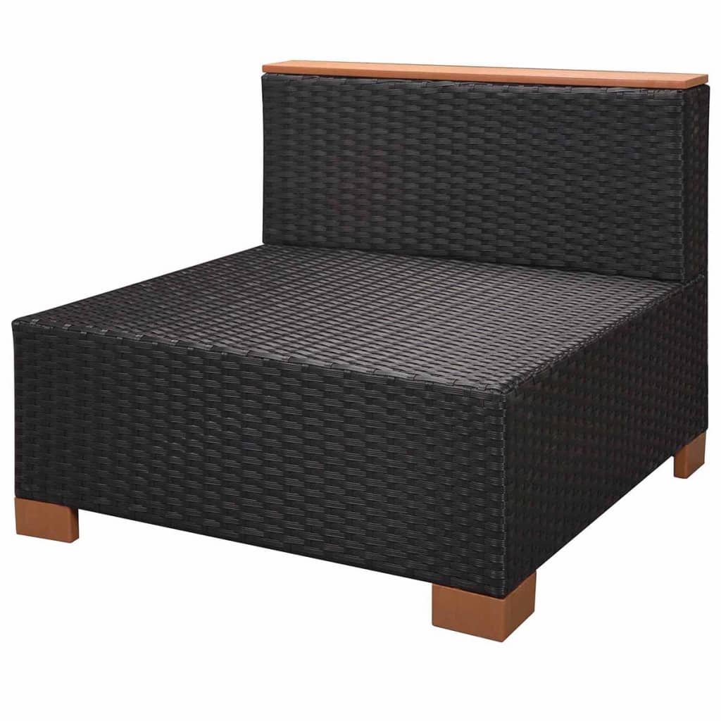 Set muebles de jardín 10 piezas y cojines ratán sintético negro