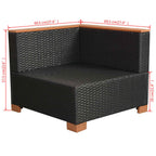 Set muebles de jardín 10 piezas y cojines ratán sintético negro