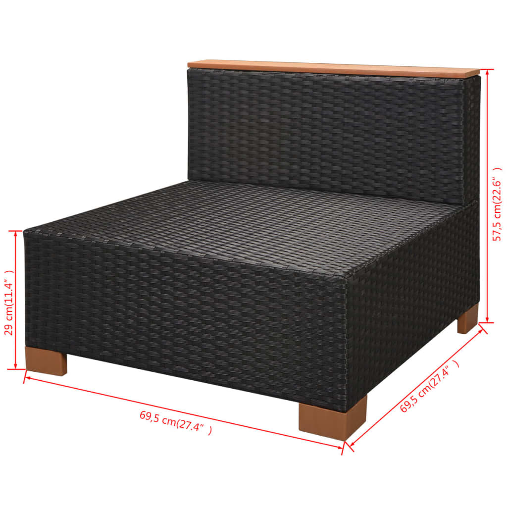 Set muebles de jardín 10 piezas y cojines ratán sintético negro