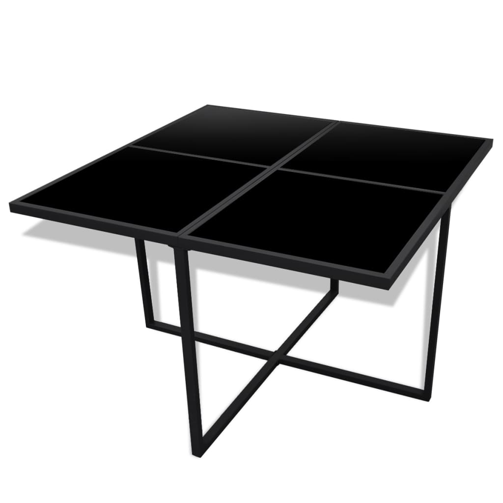 Set comedor de jardín 9 piezas y cojines ratán sintético negro