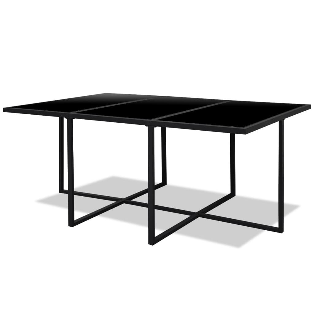 Set comedor de jardín 11 piezas y cojines ratán sintético negro