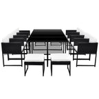 Set comedor de jardín 13 piezas y cojines ratán sintético negro