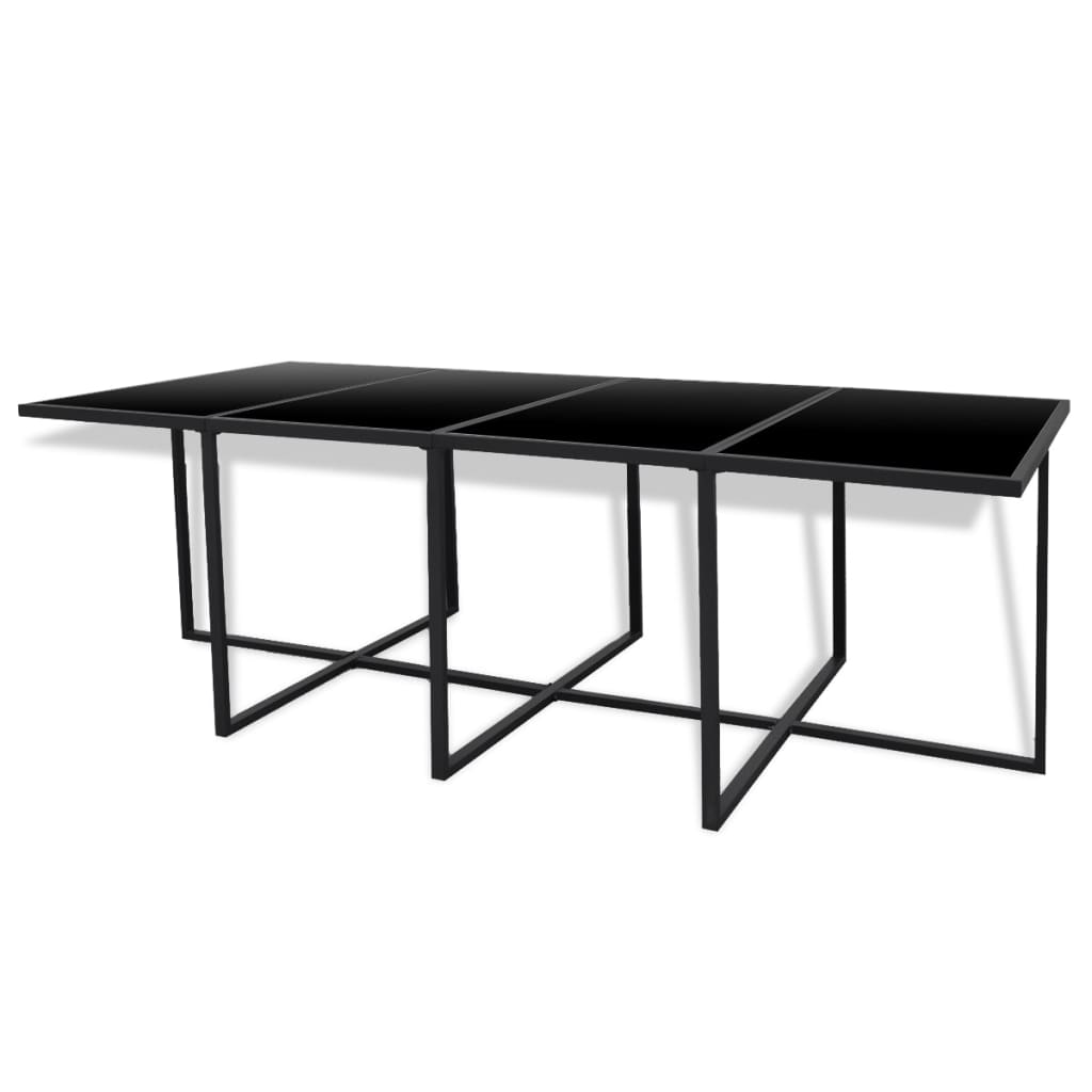 Set comedor de jardín 13 piezas y cojines ratán sintético negro