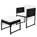Set comedor de jardín 13 piezas y cojines ratán sintético negro