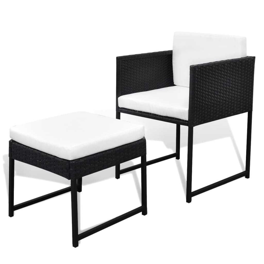 Set comedor de jardín 13 piezas y cojines ratán sintético negro