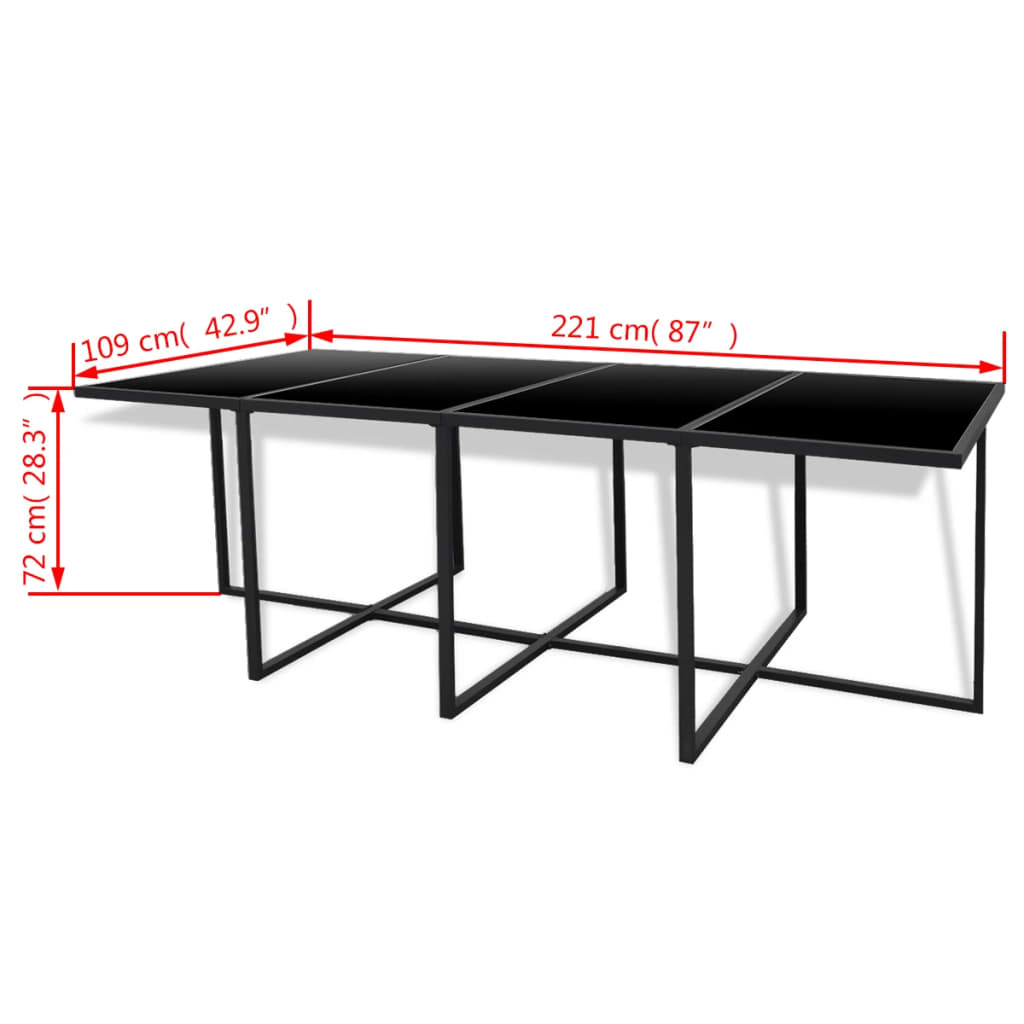 Set comedor de jardín 13 piezas y cojines ratán sintético negro