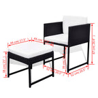Set comedor de jardín 13 piezas y cojines ratán sintético negro