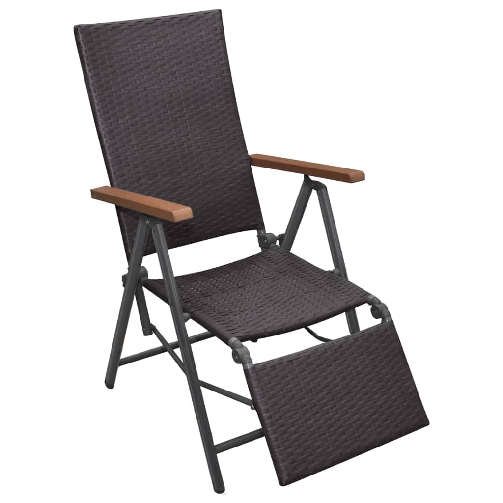 Tumbona reclinable de aluminio y textilene negro