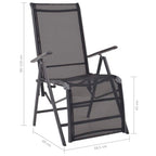 Tumbona reclinable de aluminio y textilene negro