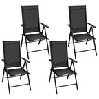 Set comedor jardín con sillas plegables 5 piezas aluminio negro