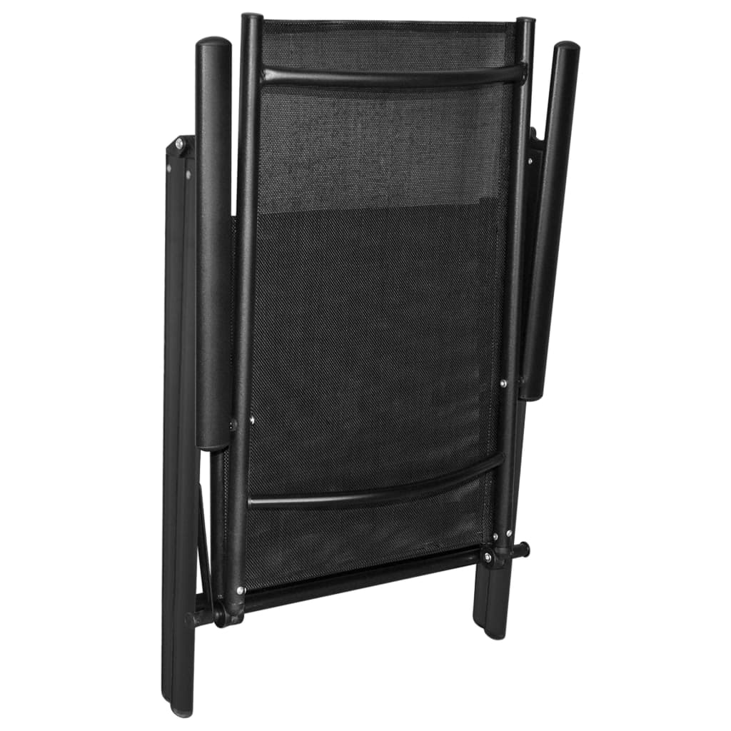 Set comedor jardín con sillas plegables 5 piezas aluminio negro