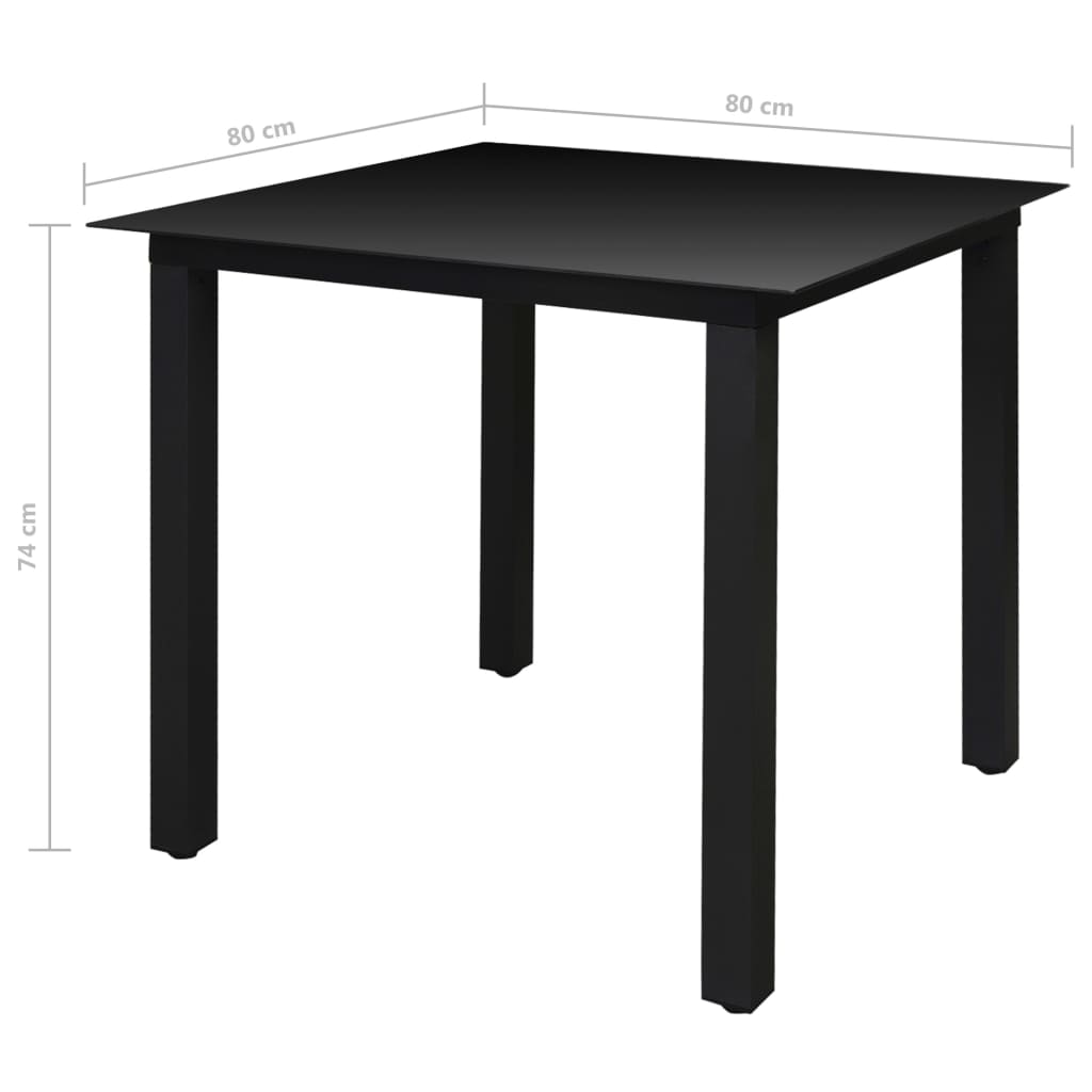 Set comedor jardín con sillas plegables 5 piezas aluminio negro