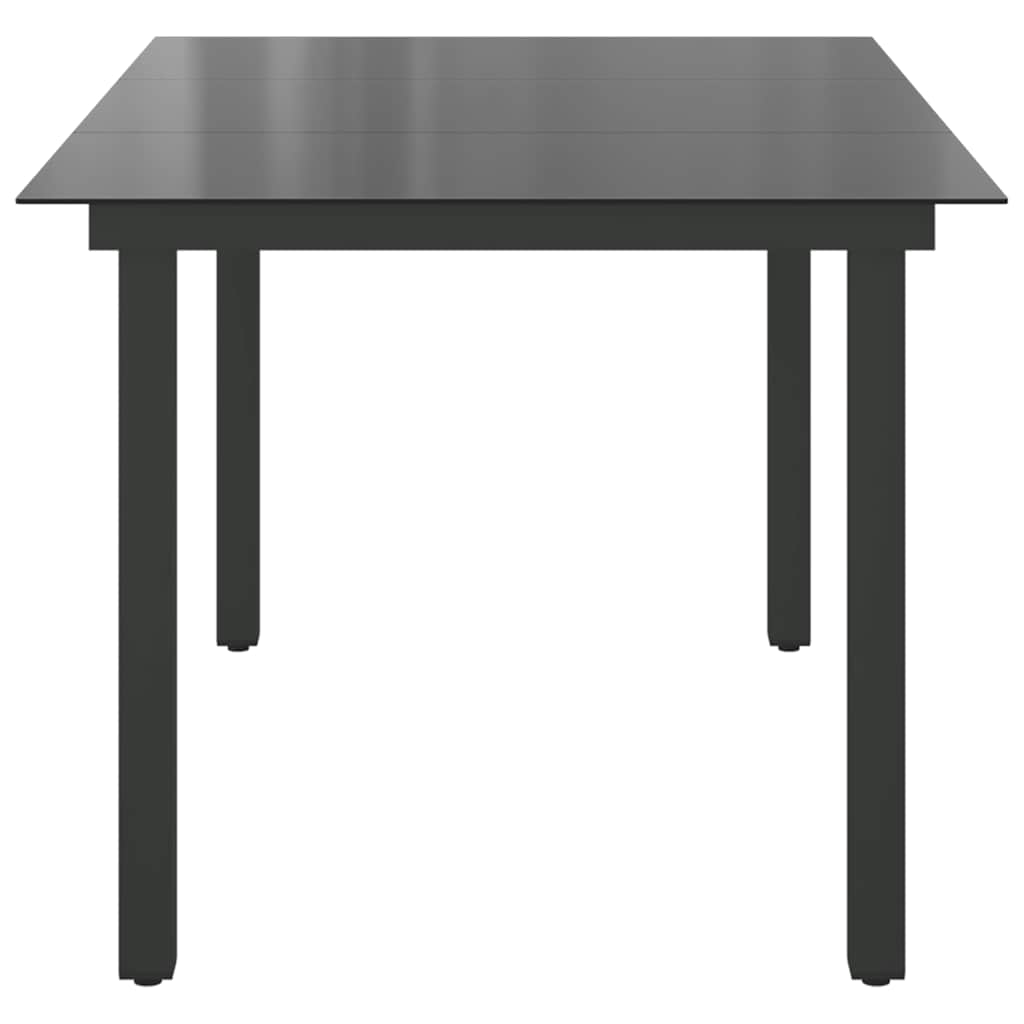 Mesa de jardín de aluminio y vidrio negra 150x90x74 cm