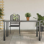 Mesa de jardín de aluminio y vidrio negra 150x90x74 cm