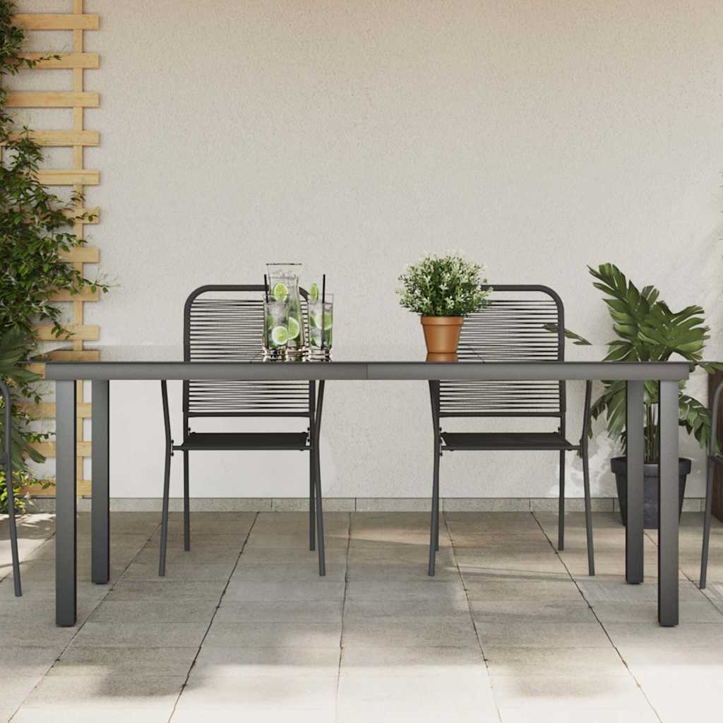 Black aluminum and glass garden table 150x90x74 cm