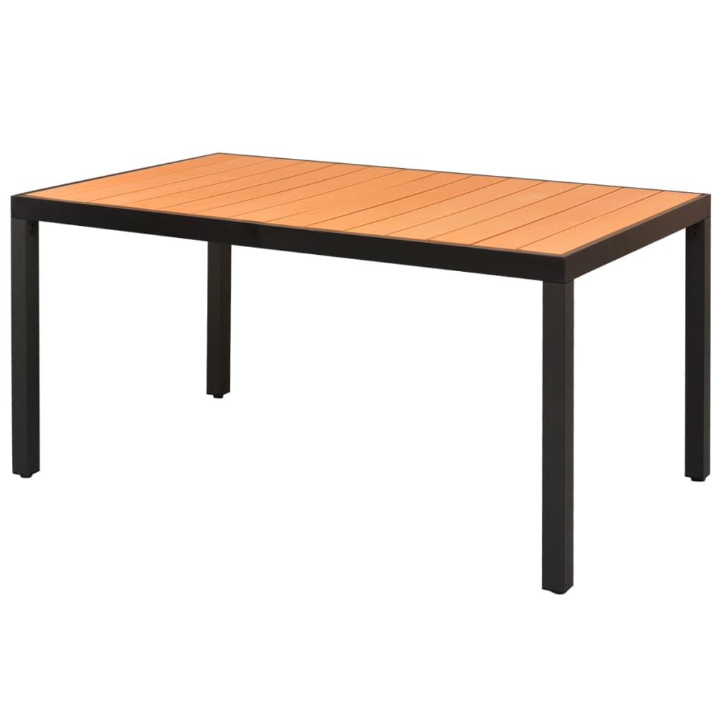 Mesa de jardim em alumínio e WPC castanho 150x90x74 cm